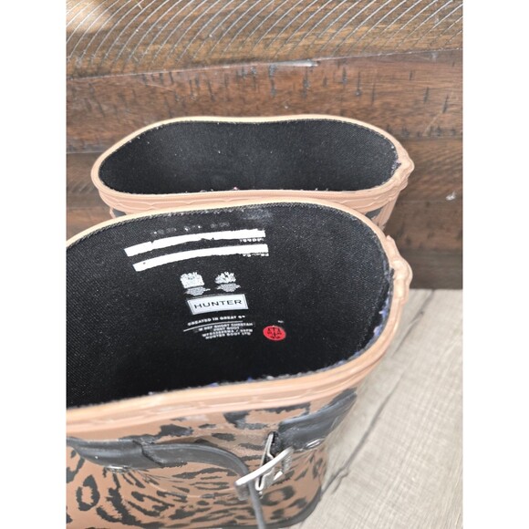 HUNTER Size 8 Original Leopard Print Refined Short Rain Cheetah Boots - Picture 3 of 6